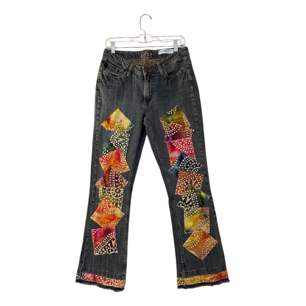 Artistic Patchwork Boot Cut Jeans - image 1